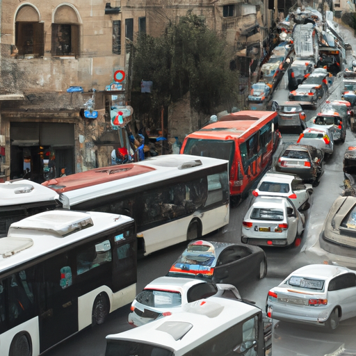 תמונה של רחוב סואן בירושלים עם סוגי תחבורה שונים