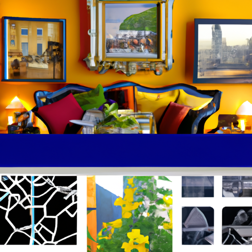 7. תמונת קולאז' המציגה מגוון סגנונות תמונה, נותנת השראה לבחירת הסגנון המושלם לסלון שלכם.